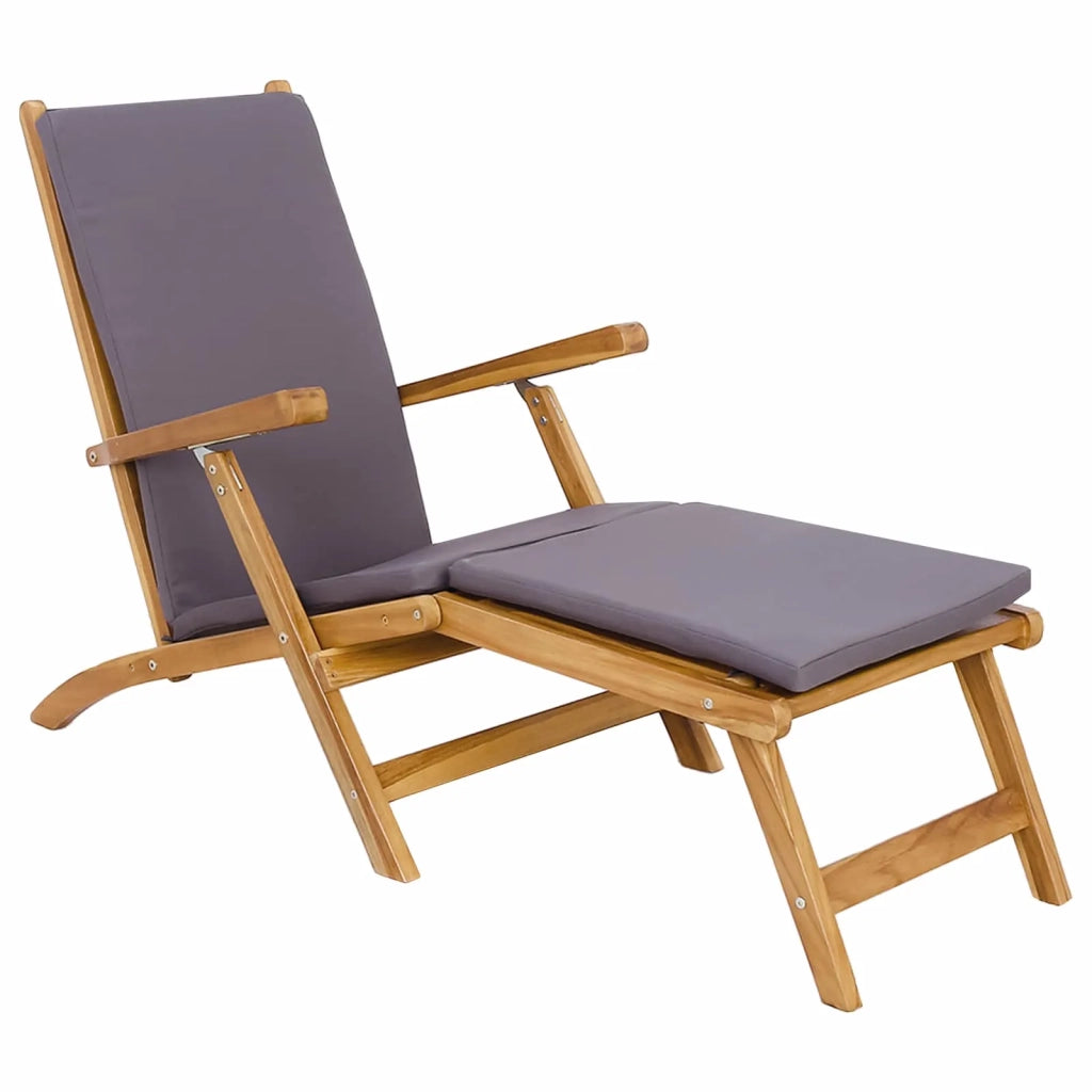 Sedia a sdraio pieghevole con cuscino Grigio Scuro 42030523