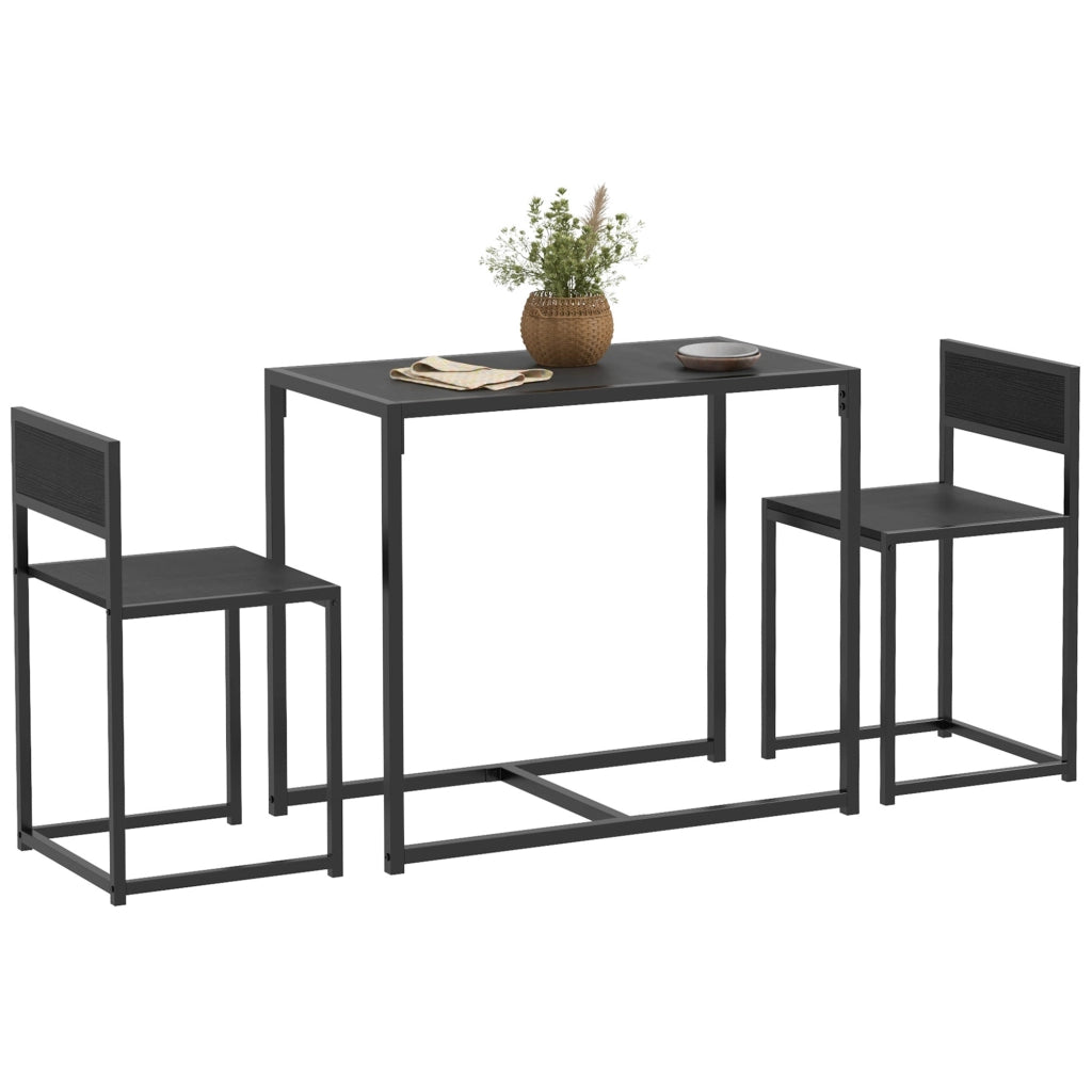 Tavolo da pranzo allungabile con 2 sedie ¨C zephmum ¨C nero, metallo
