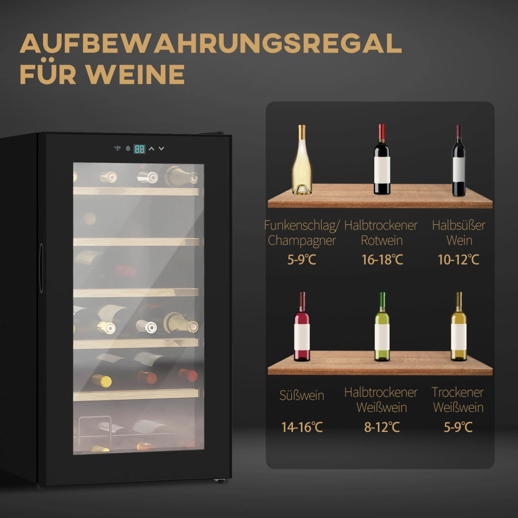 Cantinetta Vino 24 Bottiglie ¨C Xylo ¨C Temperatura Regolabile 5-20¡ãC, LED, Nero, 43x45x75cm
