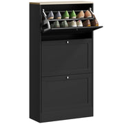 Scarpiera con cassetti e ripiani ¨C zephmum ¨C nero 60x23,5x115 cm