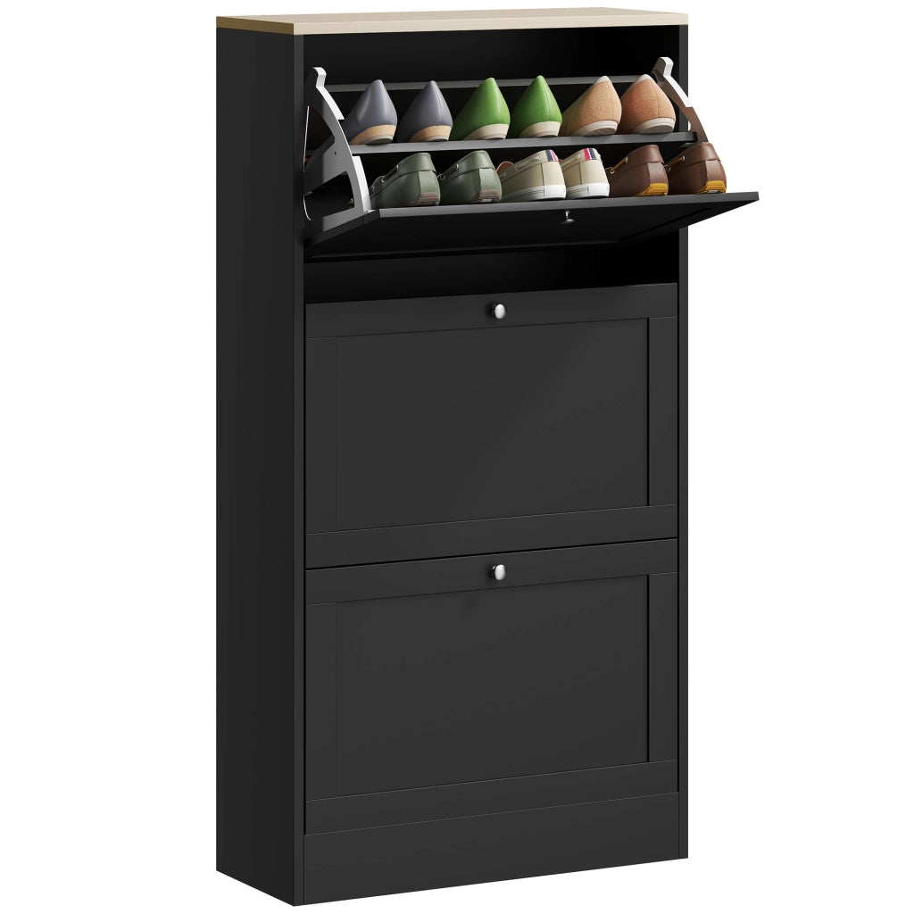 Scarpiera con cassetti e ripiani ¨C zephmum ¨C nero 60x23,5x115 cm