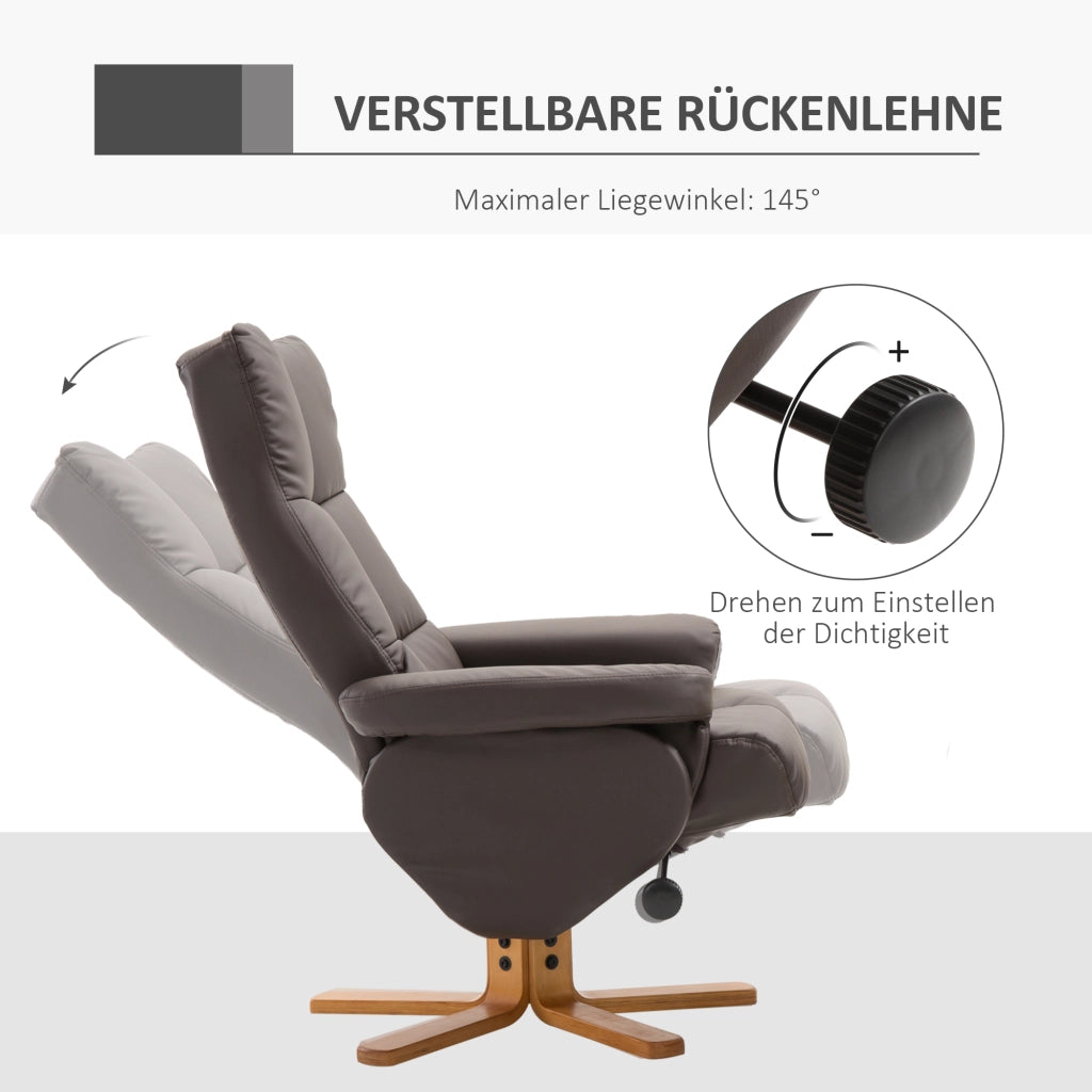 Poltrona Relax Reclinabile 360¡ã Girevole con Poggiapiedi ¨C Minimal ¨C Marrone in Similpelle