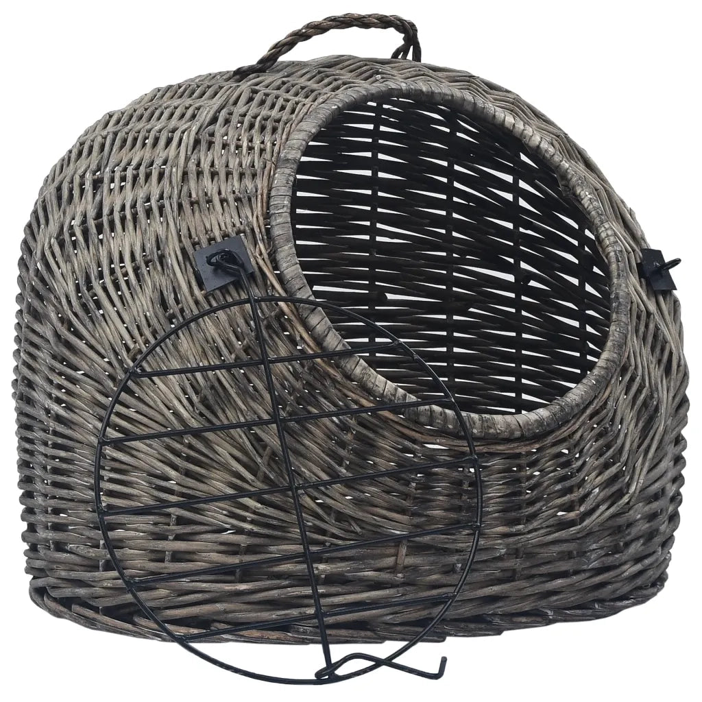 Trasportino per Gatti Grigio 45x35x35 cm in Salice Naturale CFW2275178