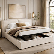 Letto matrimoniale imbottito 180x200 cm con vano contenitore idraulico