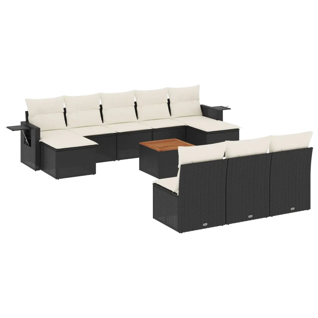 Set Divani da Giardino 11 pz con Cuscini in Polyrattan Nero 3257099