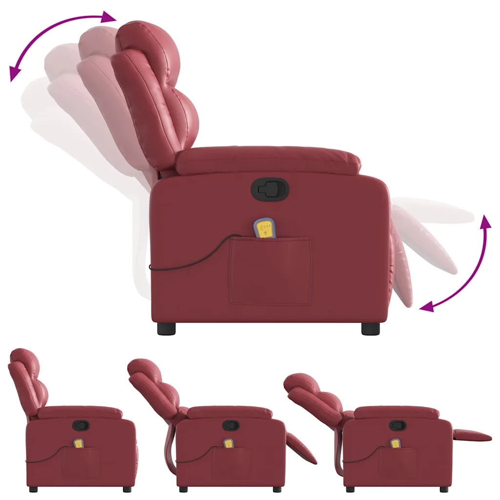 Poltrona Massaggiante Reclinabile Rosso vino in Similpelle 373497