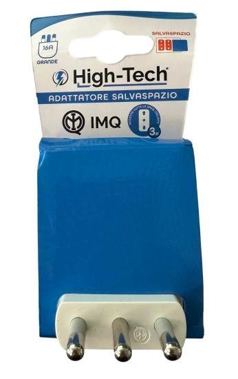 HIGH-TECH ADATTATORE SALVASPAZIO 3 USCITE BIPASSO 16A 2P+T BIANCO MATERIALE ELETTRICO