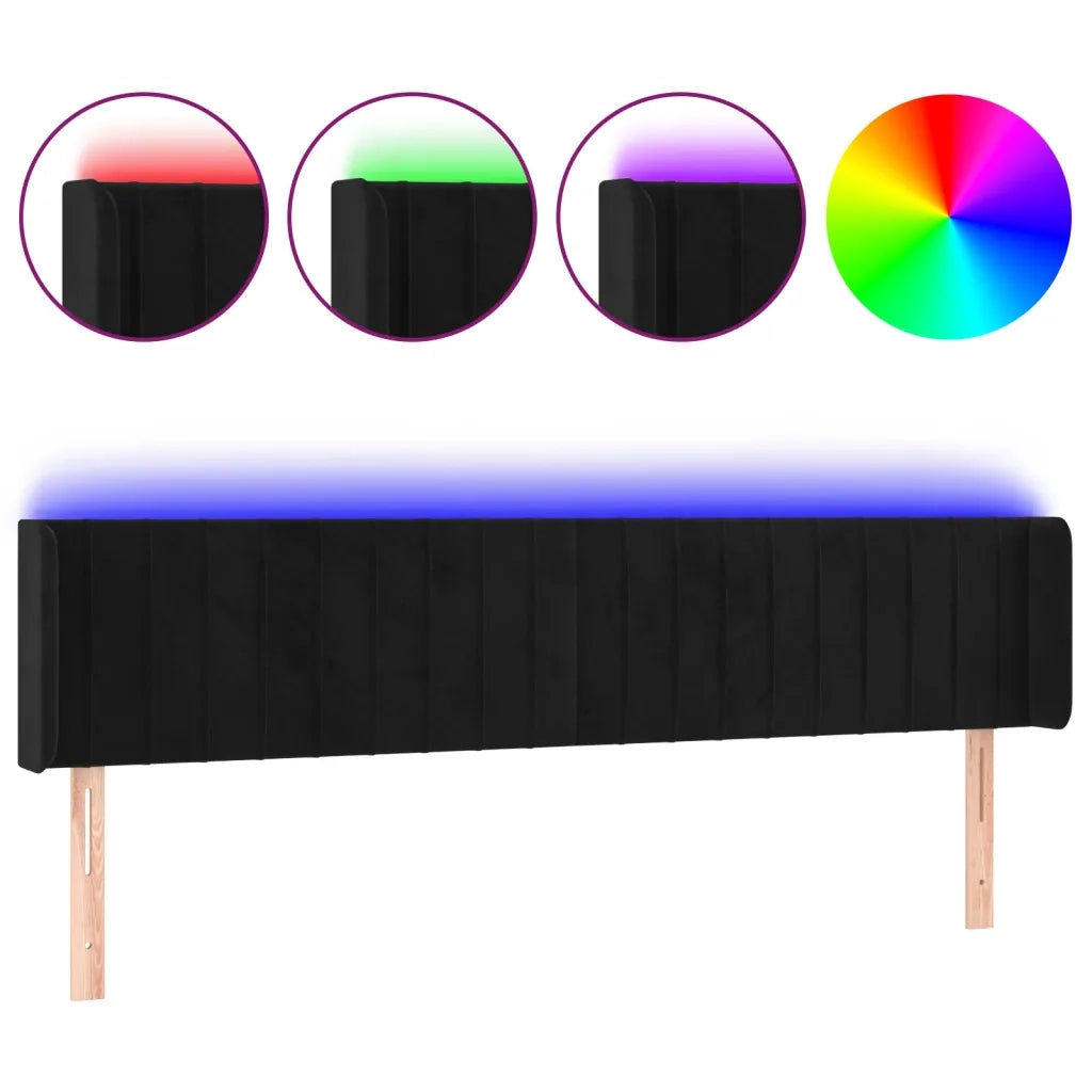 Testiera a LED-Testata con LED Nera 183x16x78/88 cm in Velluto 683407