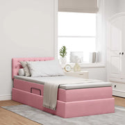 Letto con contenitore e LED con led Rosa 90 x 190 cm Velluto