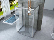 Box doccia Cristallo 6 mm 3 lati - Due Fissi piu' porta Saloon Trasparente - Misura: 80 x 130 x 80 x190h