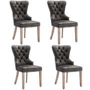 Set di 4 sedie da pranzo in velluto con borchie decorative; gambe regolabili in legno massello; grigio