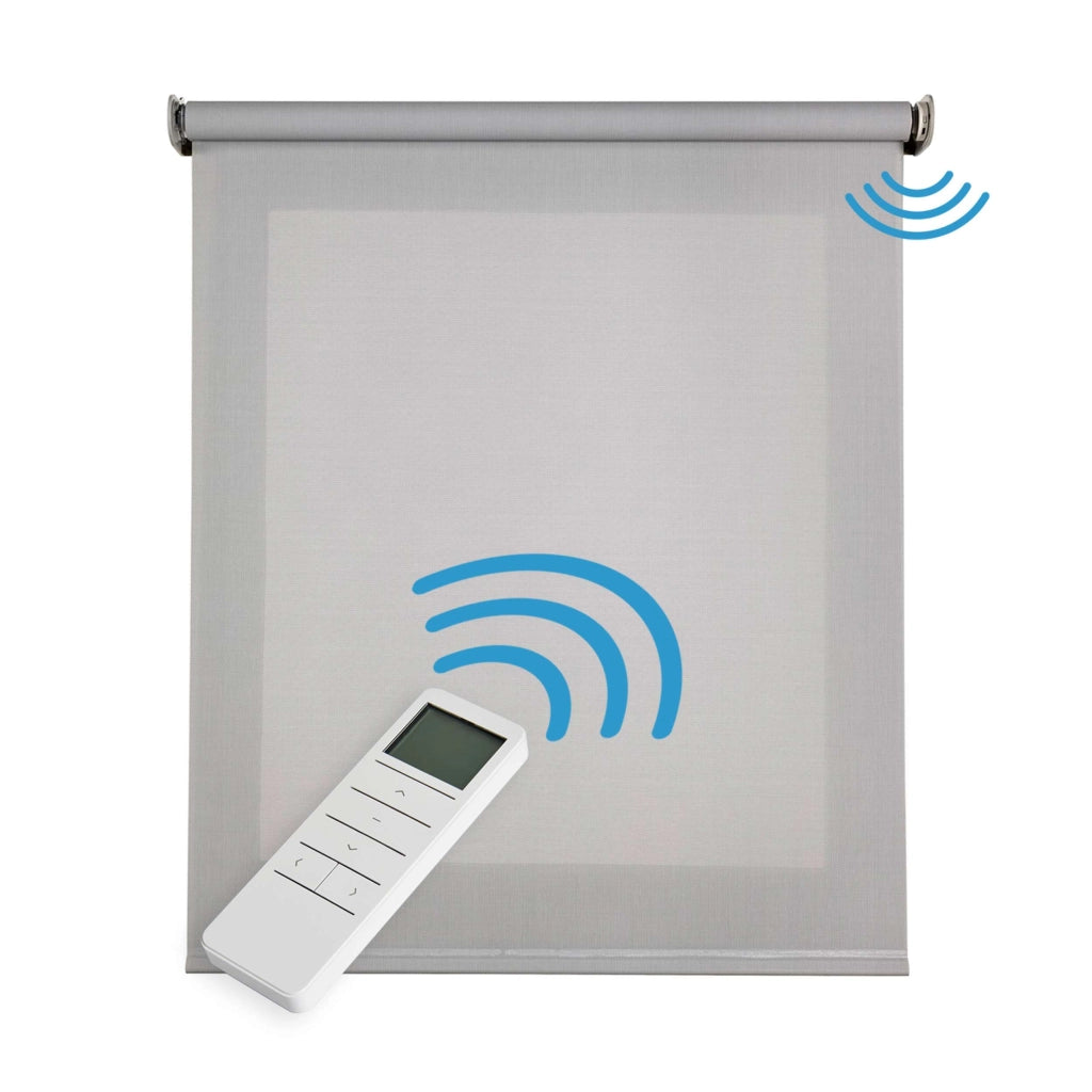 Tende a Rullo Motorizzate Screen Premium con finiture in alluminio Tessuto Tecnico con Motore e Telecomando  Grigia 160x180 cm