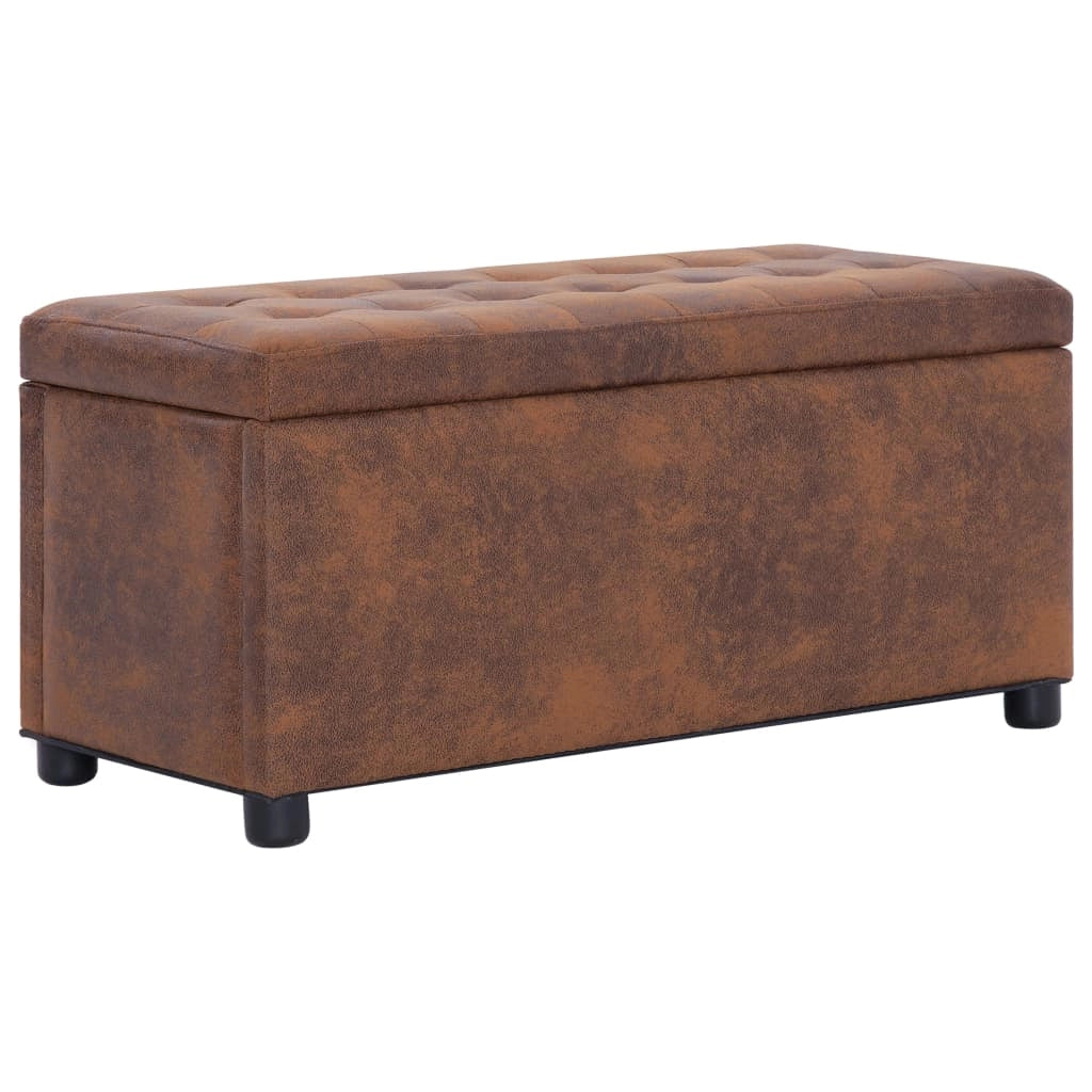 Pouf contenitore 87,5 cm pelle scamosciata sintetica marrone 02_0010751