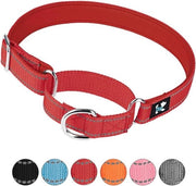Cinturone di addestramento martingale regolabile per cani - Neoprene morbido imbottito - Nylon respirabile - Adatto a cani piccoli, medi e grandi (L Rosso)