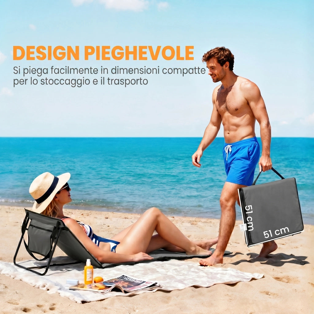 Lettino da Spiaggia Pieghevole ¨C Xylo ¨C Set 2 Pezzi con Schienale Reclinabile Grigio 142x51x40 cm