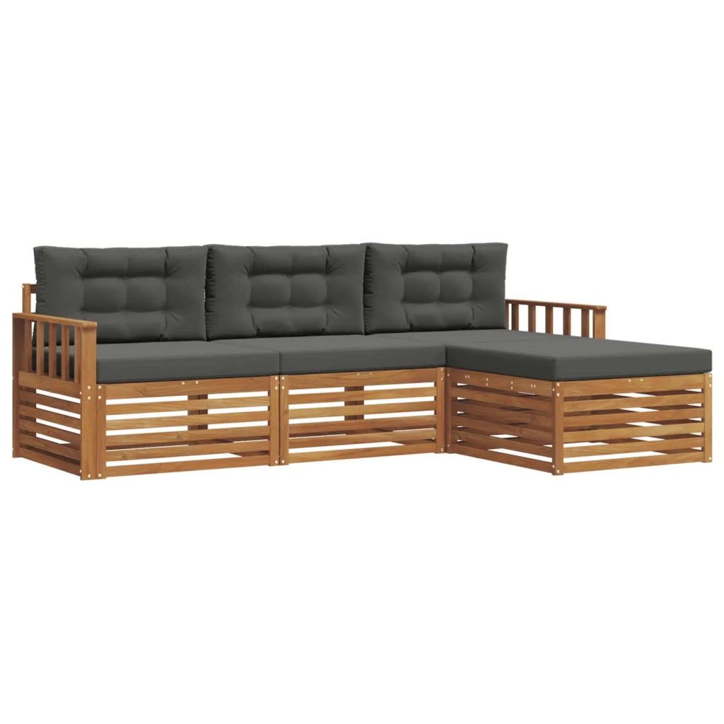 Set di divani da esterno con cuscino 4 pcs Naturale e Antracite 3373252
