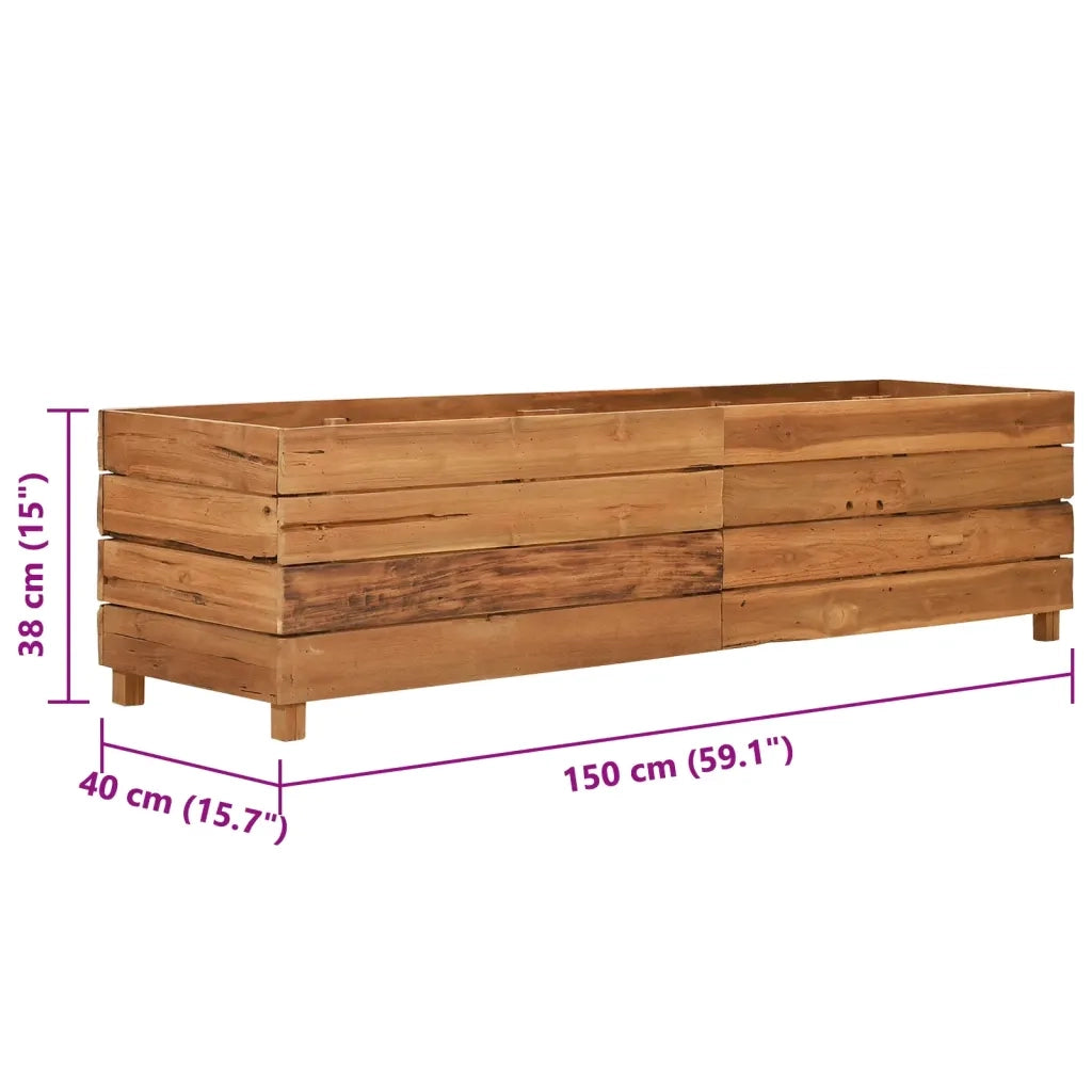 Letto Rialzato 150x40x38 cm Legno di Teak di Recupero e Acciaio 47423