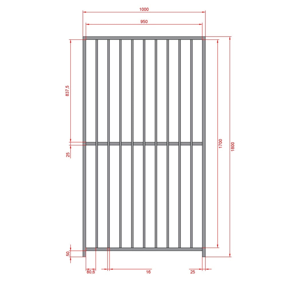 Pannello con porta tubolare per box cani con zincatura a caldo 100xh180 cm