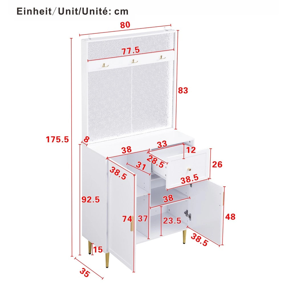 Mobile Ingresso con Scarpiera e Appendiabiti ¨C MINIMAL ¨C Bianco, 80x175,5x35 cm