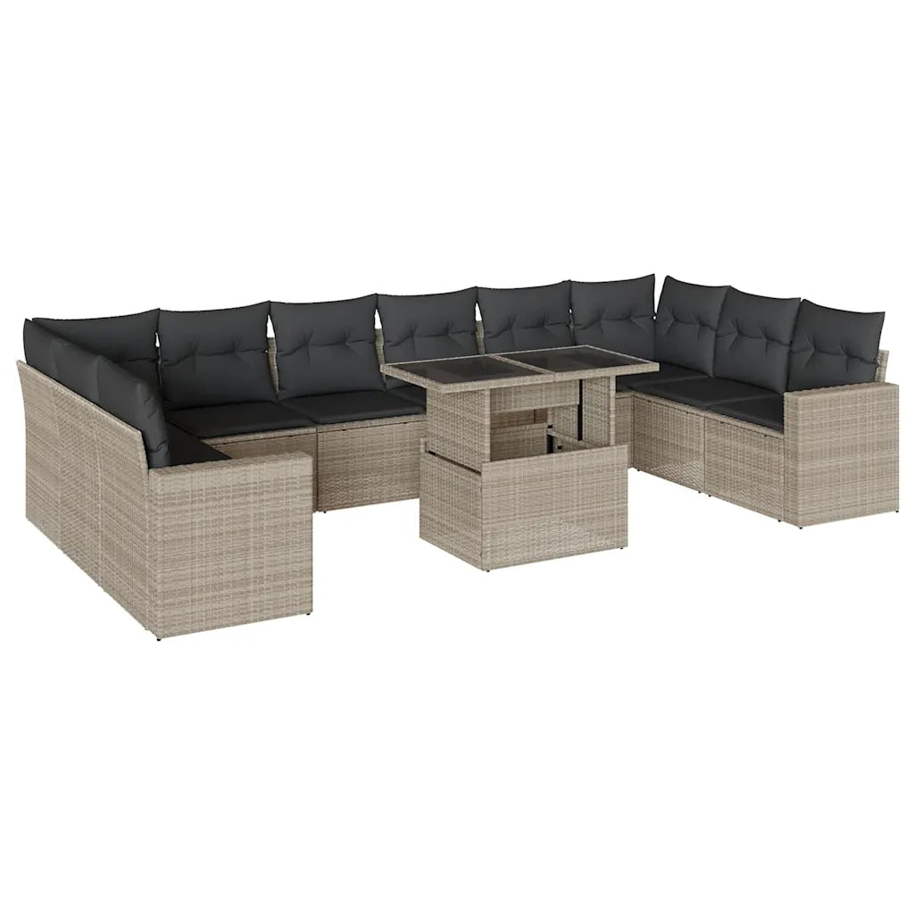 Set Divani da Giardino 11 pz con Cuscini in Polyrattan Grigio 3267522