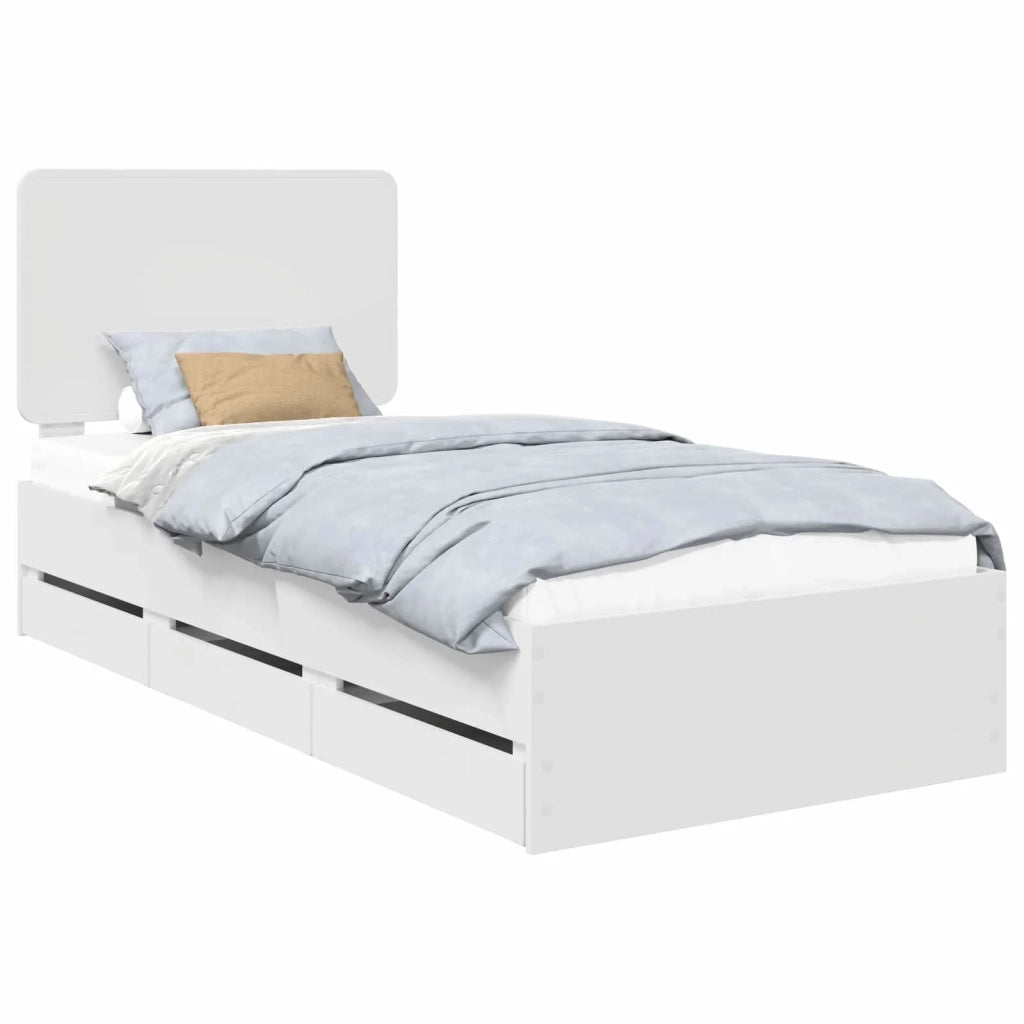 Letto singolo | Letto per adulti | Struttura del letto Bianco 100 x 200 cm Legno Ingegnerizzato