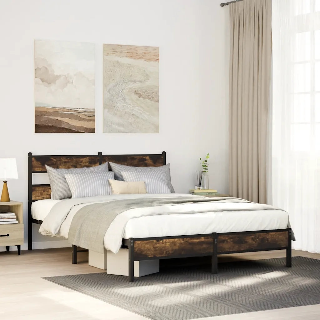Giroletto senza Materasso-Struttura Letto Rovere Fumo 100x200 cm in Truciolato 607174