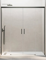 Porta doccia scorrevole 2+2 THALASSA (BASIC) 210 cm Profilo Titanio vetro trasparente