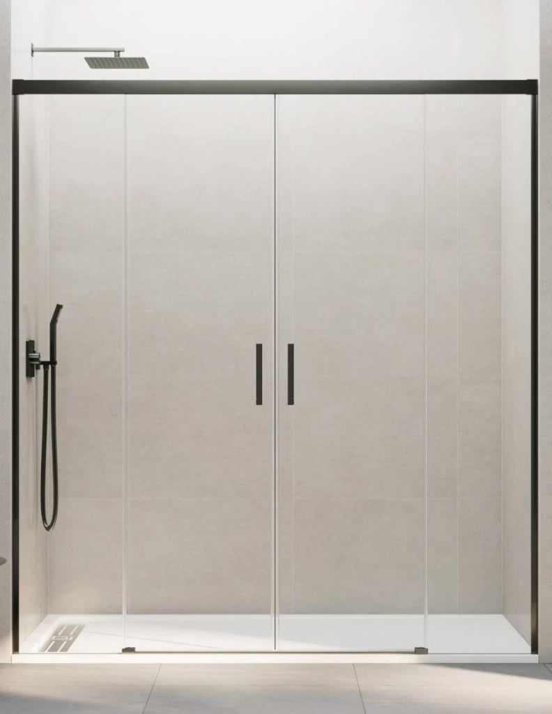 Porta doccia scorrevole 2+2 THALASSA (BASIC) 210 cm Profilo Titanio vetro trasparente