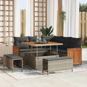 Set Divano da Giardino con cuscino 9 pcs Grigio polyrattan