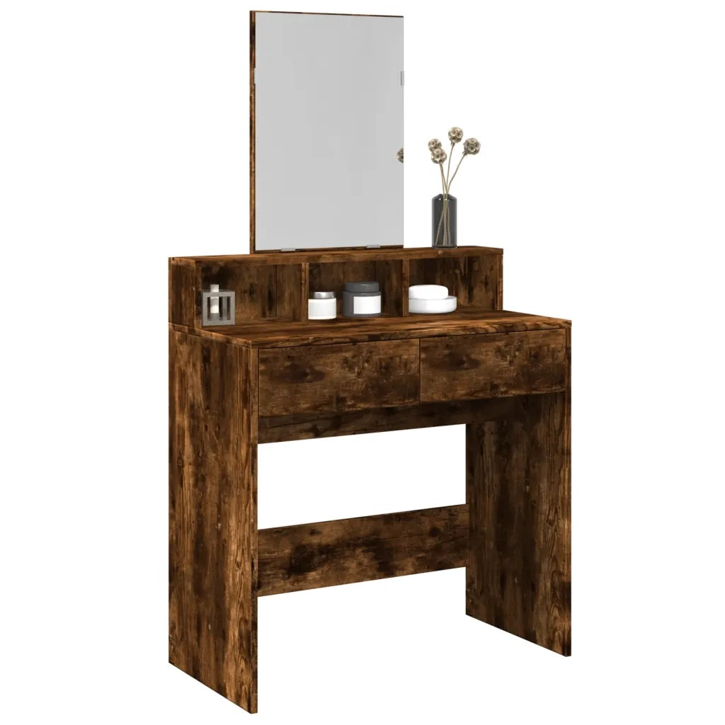 Toeletta | Tavolo da Trucco con Specchio Rovere Fumo 80x41x144,5 cm