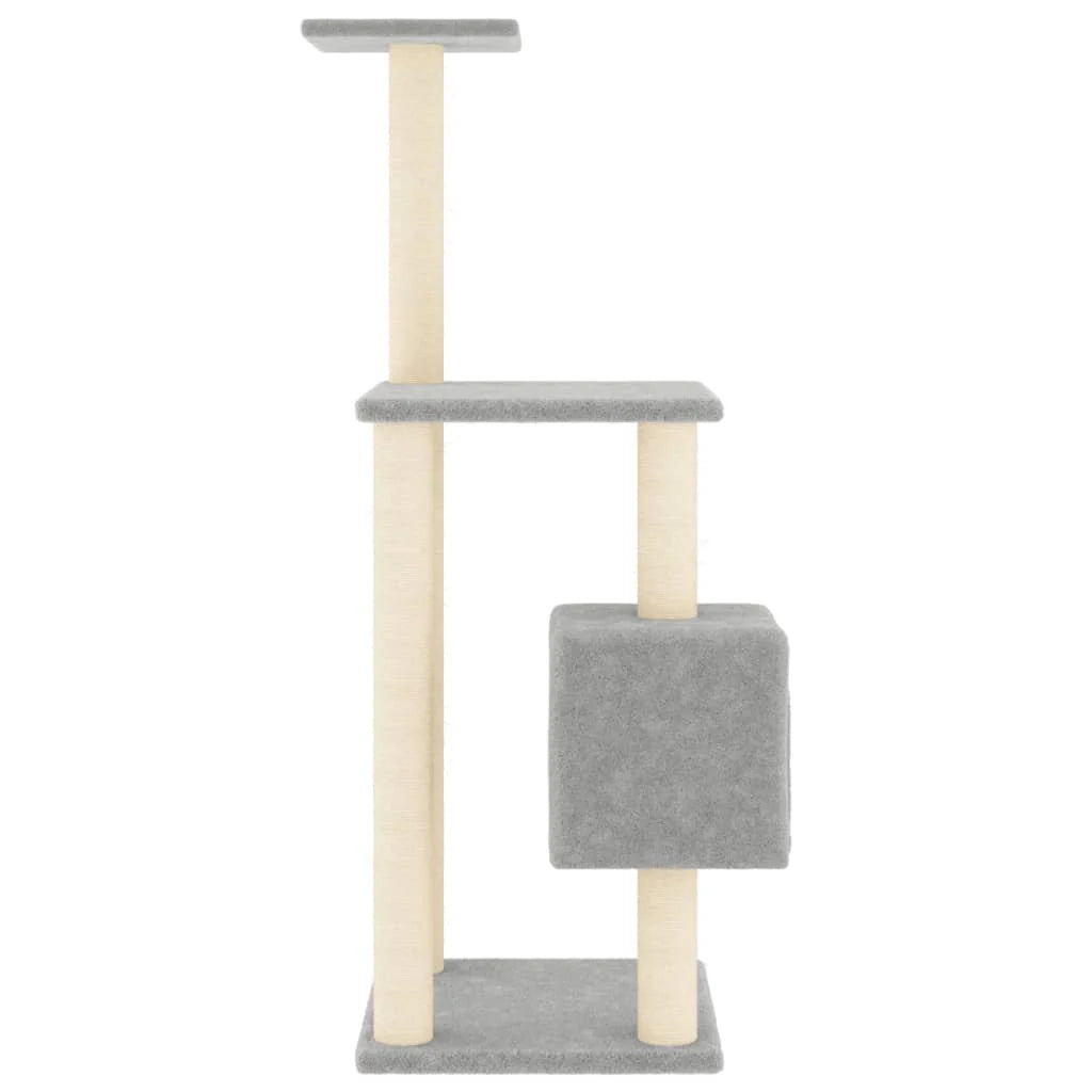 Tiragraffi per gatti torre per arrampicata giocattolo piattaforma per arrampicata con tiragraffi in sisal leggero 104 cm grigio 02_0022542