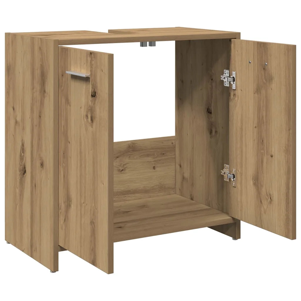 Mobile Lavabo Bagno-Armadietto da bagno Rovere Artigianale Legno Multistrato 122178