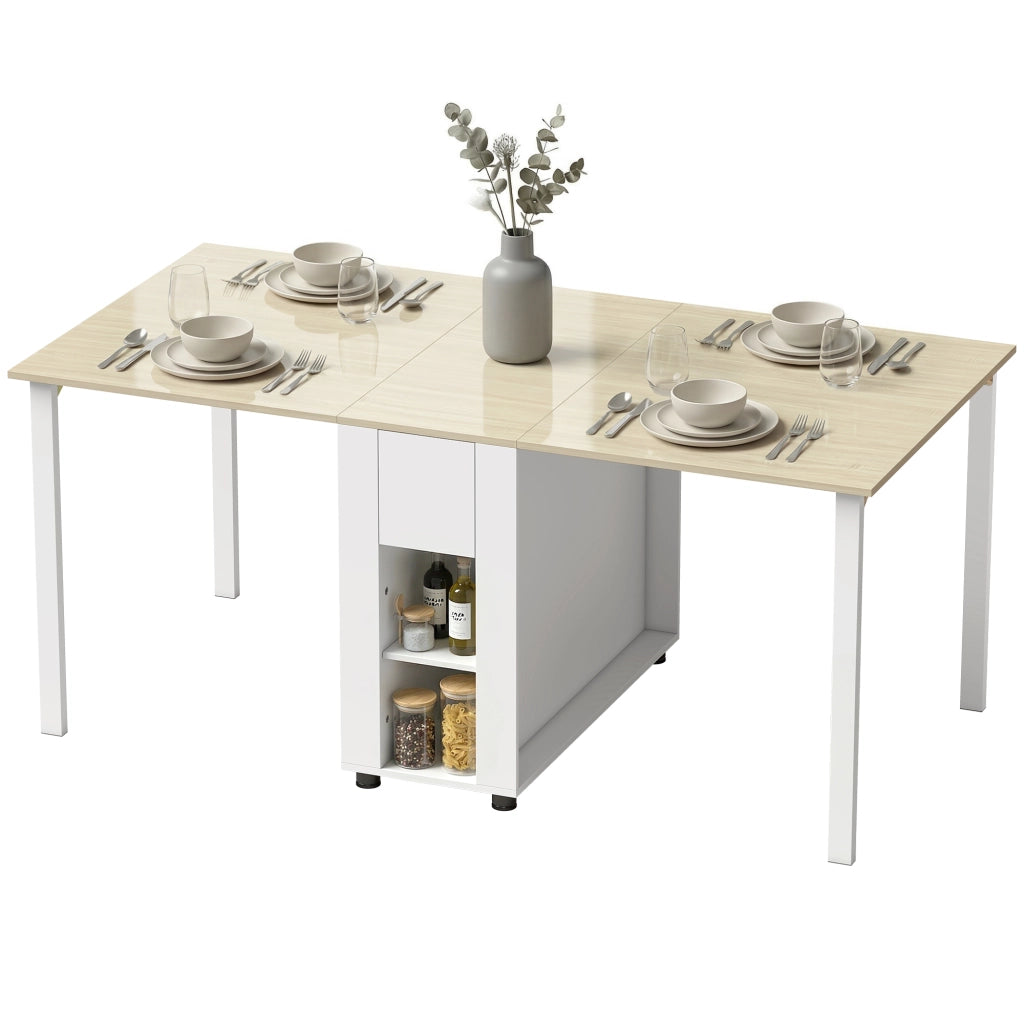 Tavolo Pieghevole per 6 Persone con Cassetti e Ripiani ¨C Minimal ¨C Legno