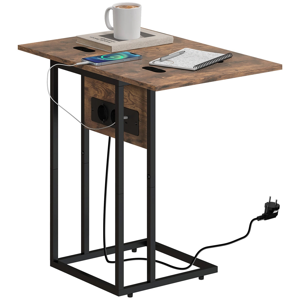 Tavolino da salotto con ricarica ¨C Xylo ¨C Effetto legno marrone e nero 39x29x57
