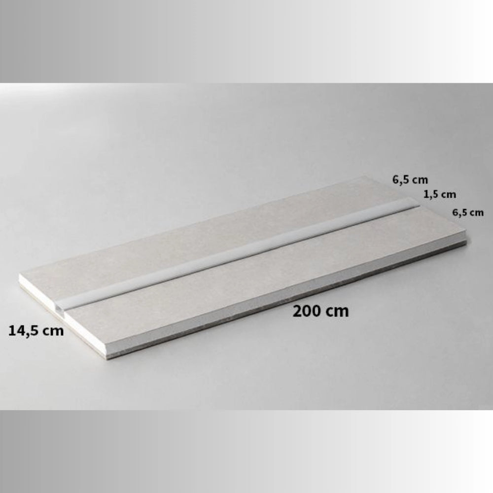 Semilavorato cartongesso fibra profilo alluminio luce led design 14,5 x 200 cm