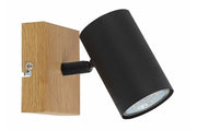 Applique scandinava nera legno Quentin GU10 Reality