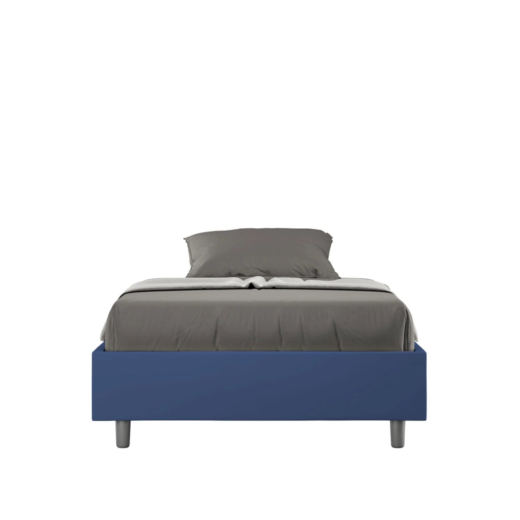BS COM Letto una piazza e mezza contenitore imbottito 120x200 similpelle blu