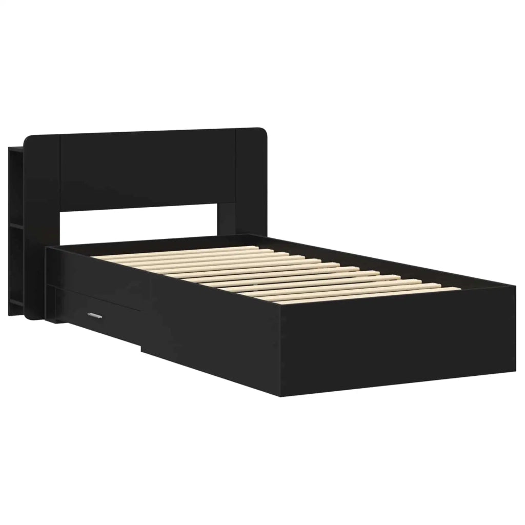 Telaio del letto con storage con testiera Nero 75 x 190 cm 3433696