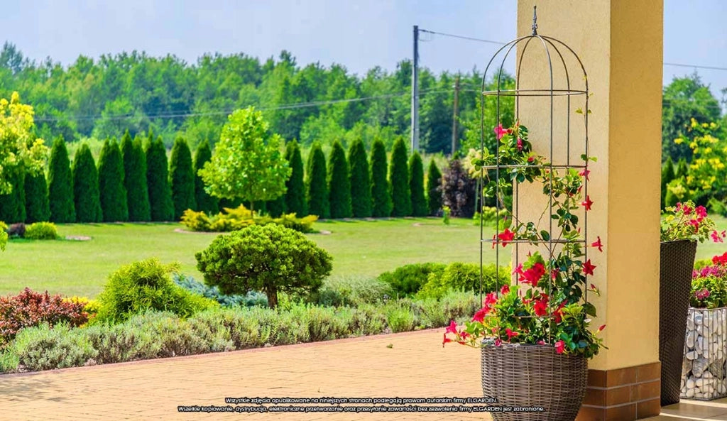 Pergola da giardino KADAX per piante, fiori, obelisco per fiori e rampicanti, in metallo, 120 cm