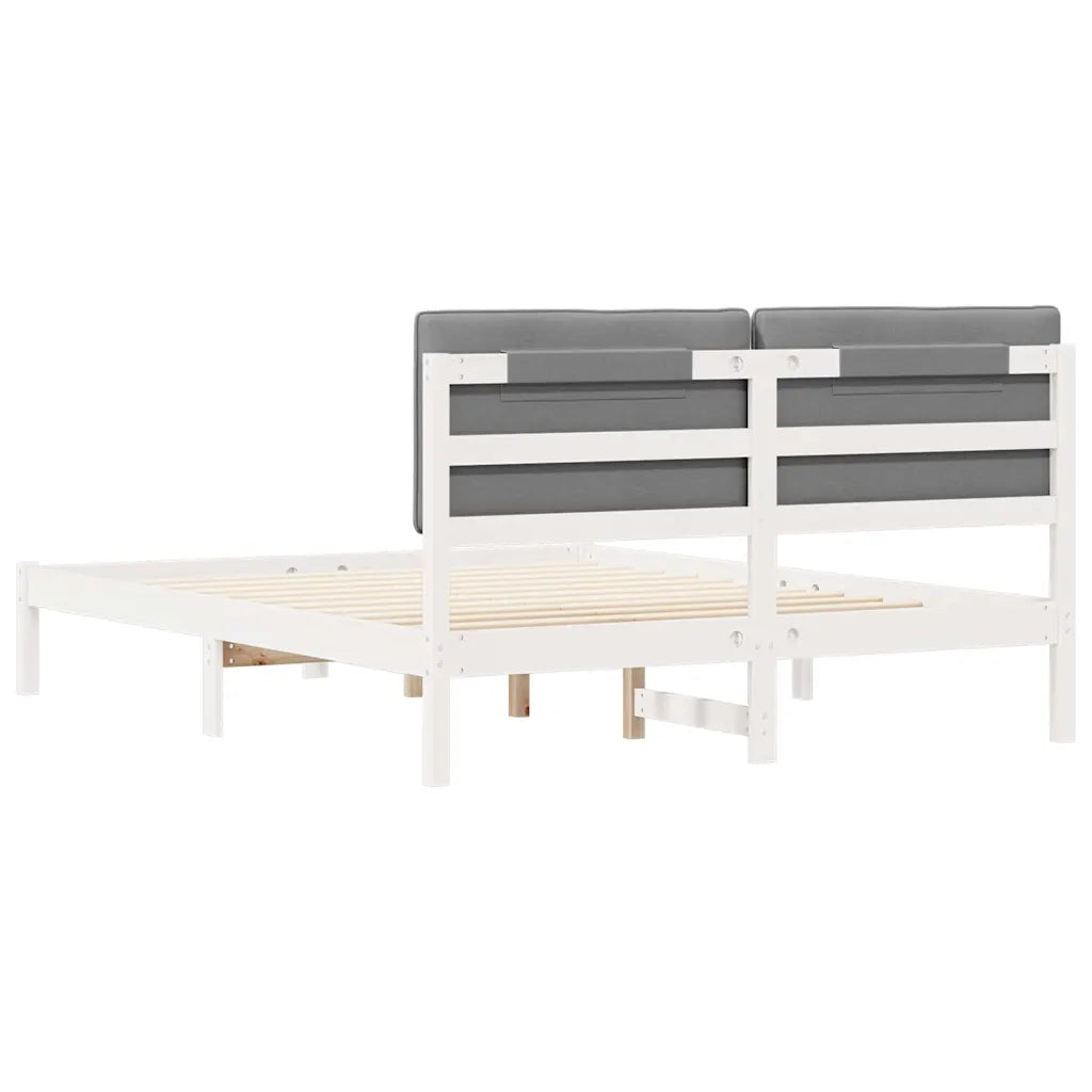 Letto con Testiera Rivestita Grigio chiaro 160 x 200 cm