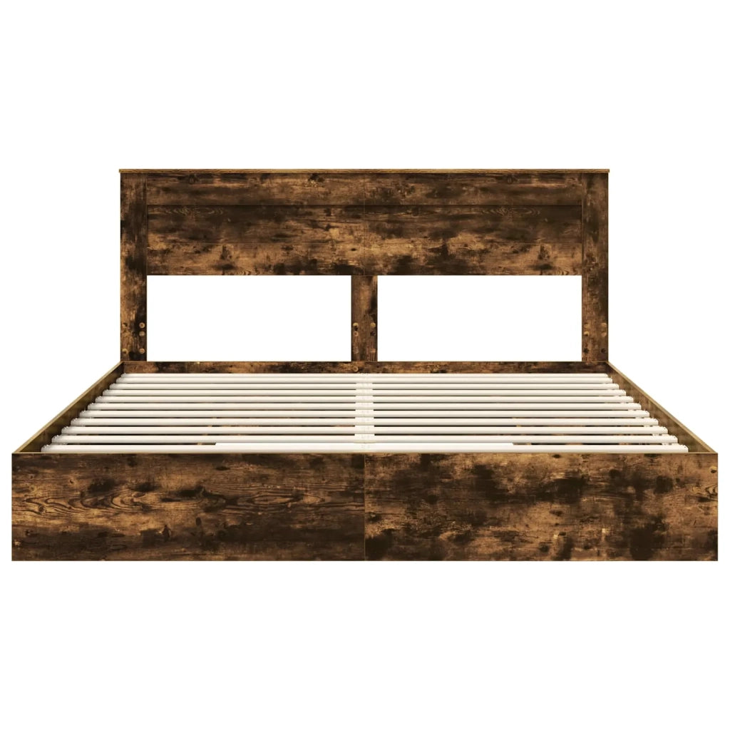 Letto con Contenitore con testiera-Struttura Letto con contenitore Rovere fum¨¦ 180 x 200 cm 480101
