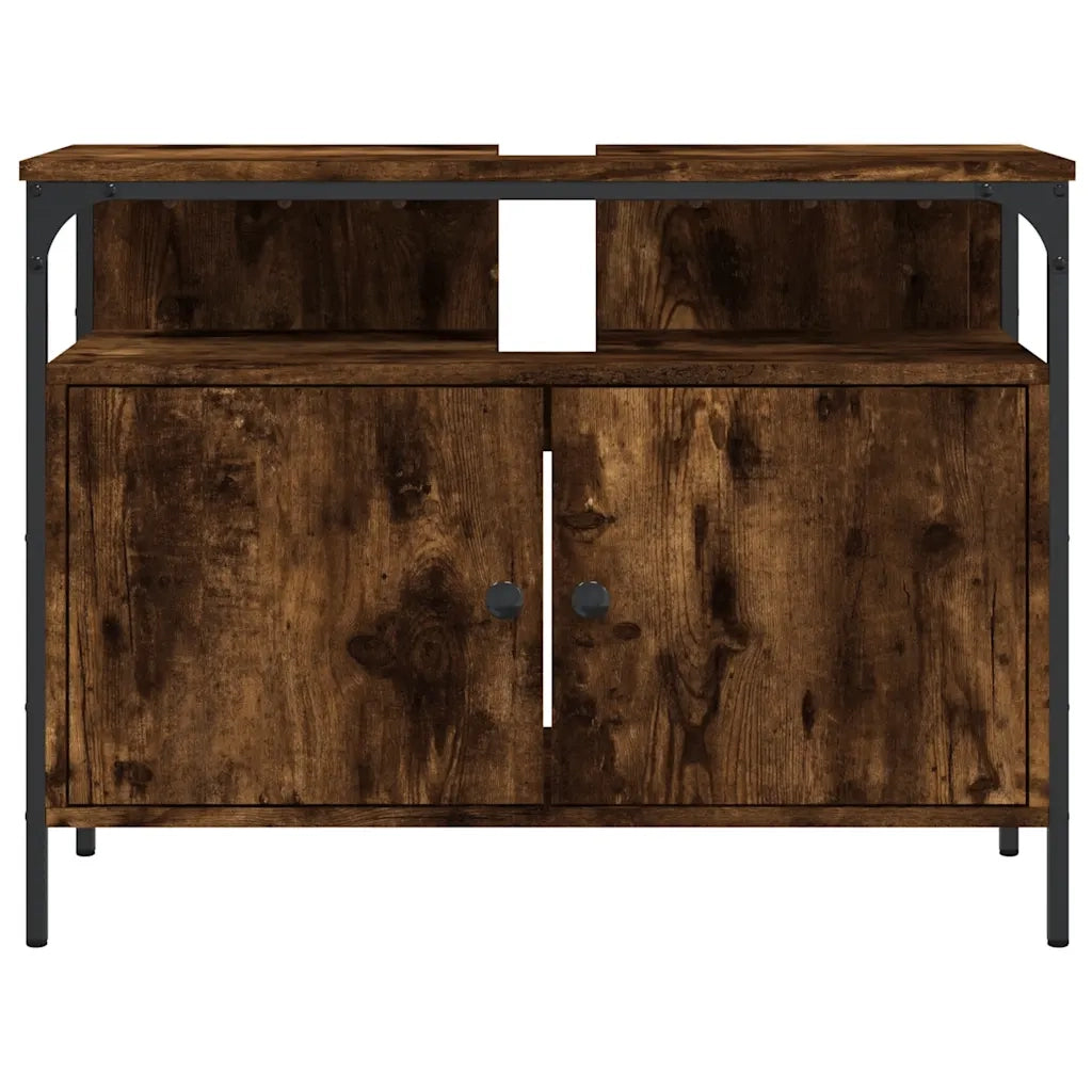 Mobile Lavabo Bagno-Armadietto da bagno Rovere Fumo 80x30x60 cm Legno Multistrato 880050