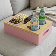 Organizzatore multifunzionale per snack con coperchio - Scatola di conservazione per snack - Cassettiera per snack - Supporto per telefono - Realizzato in MDF con finitura a legno di rovere - Progettazione compatta