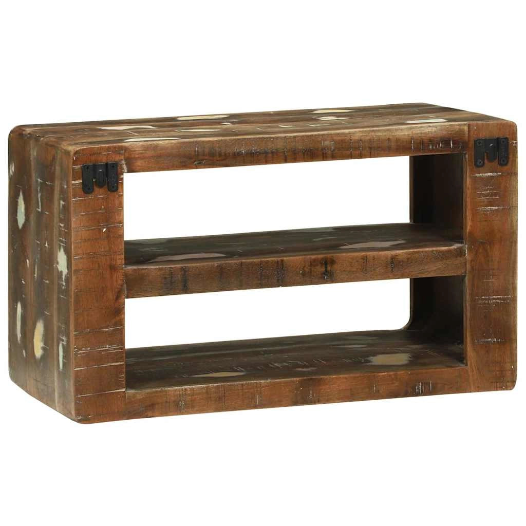 Mobile porta TV moderno con 2 ripiani portaoggetti 60 x 32 x 36 cm in legno massello di recupero 02_0058076