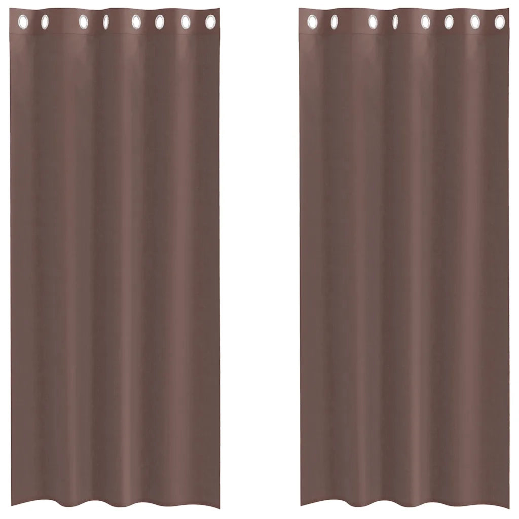 Tende in Voile con Occhielli 2 pz Marrone 140x245 cm