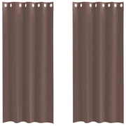 Tende in Voile con Occhielli 2 pz Marrone 140x245 cm