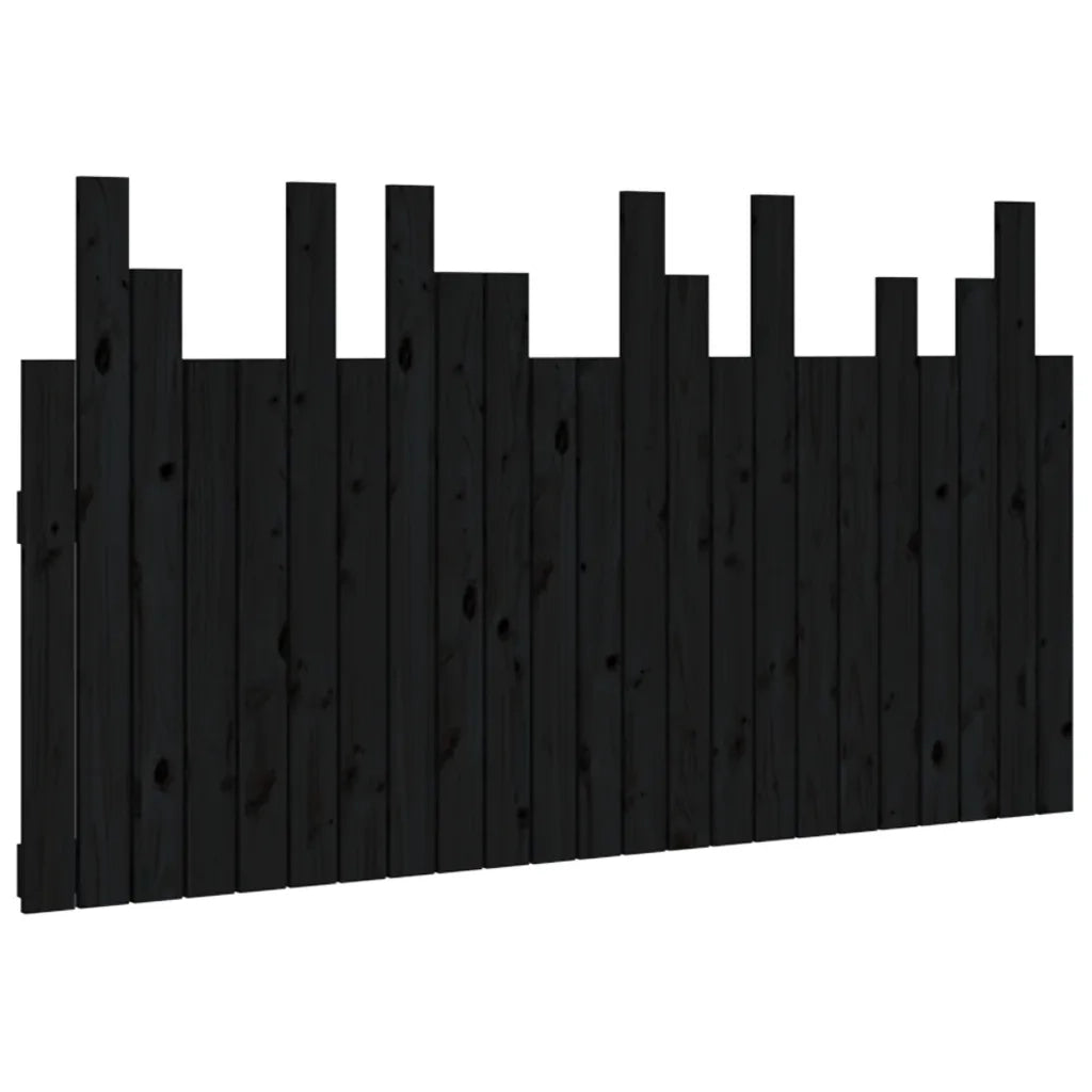Testiera | Testata da Parete Nera 146,5x3x80 cm in Legno Massello di Pino