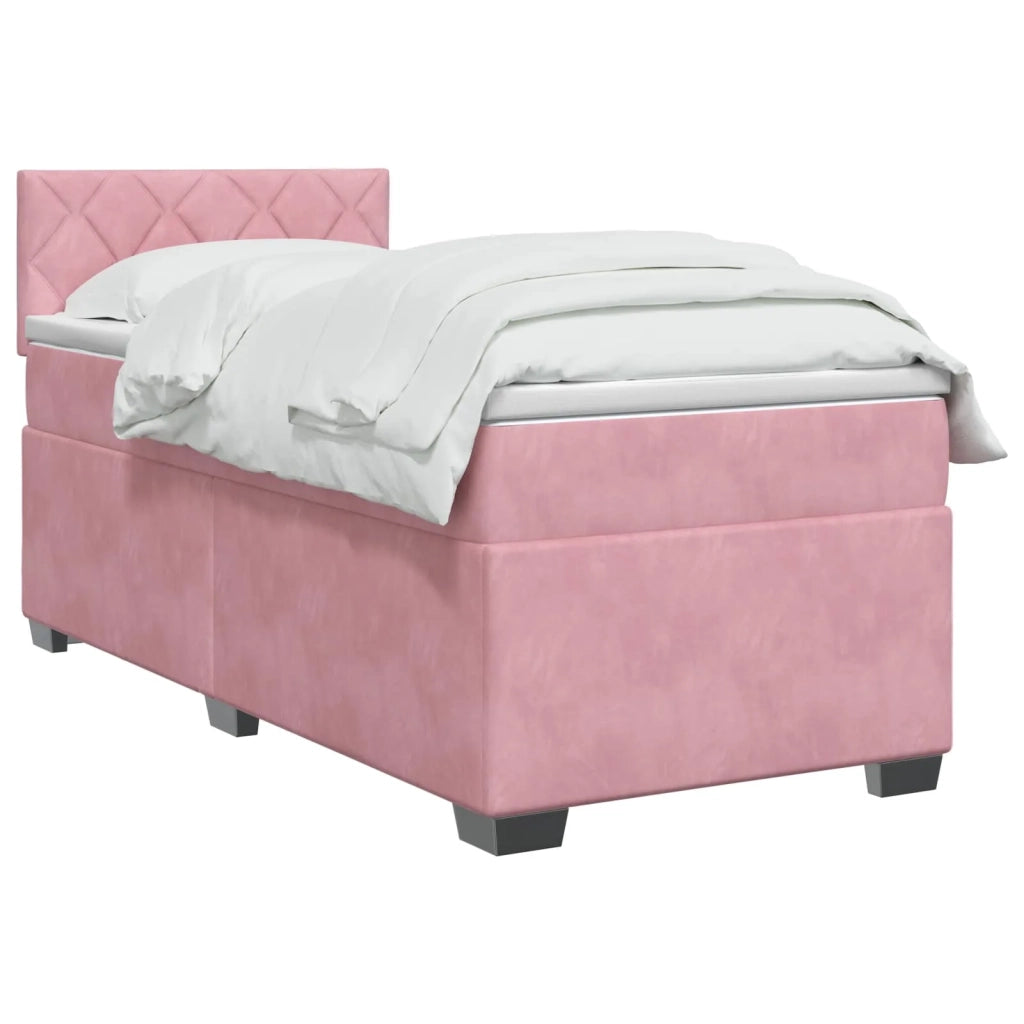 Letto box spring con materasso Rosa 80 x 200 cm Velluto 3450613