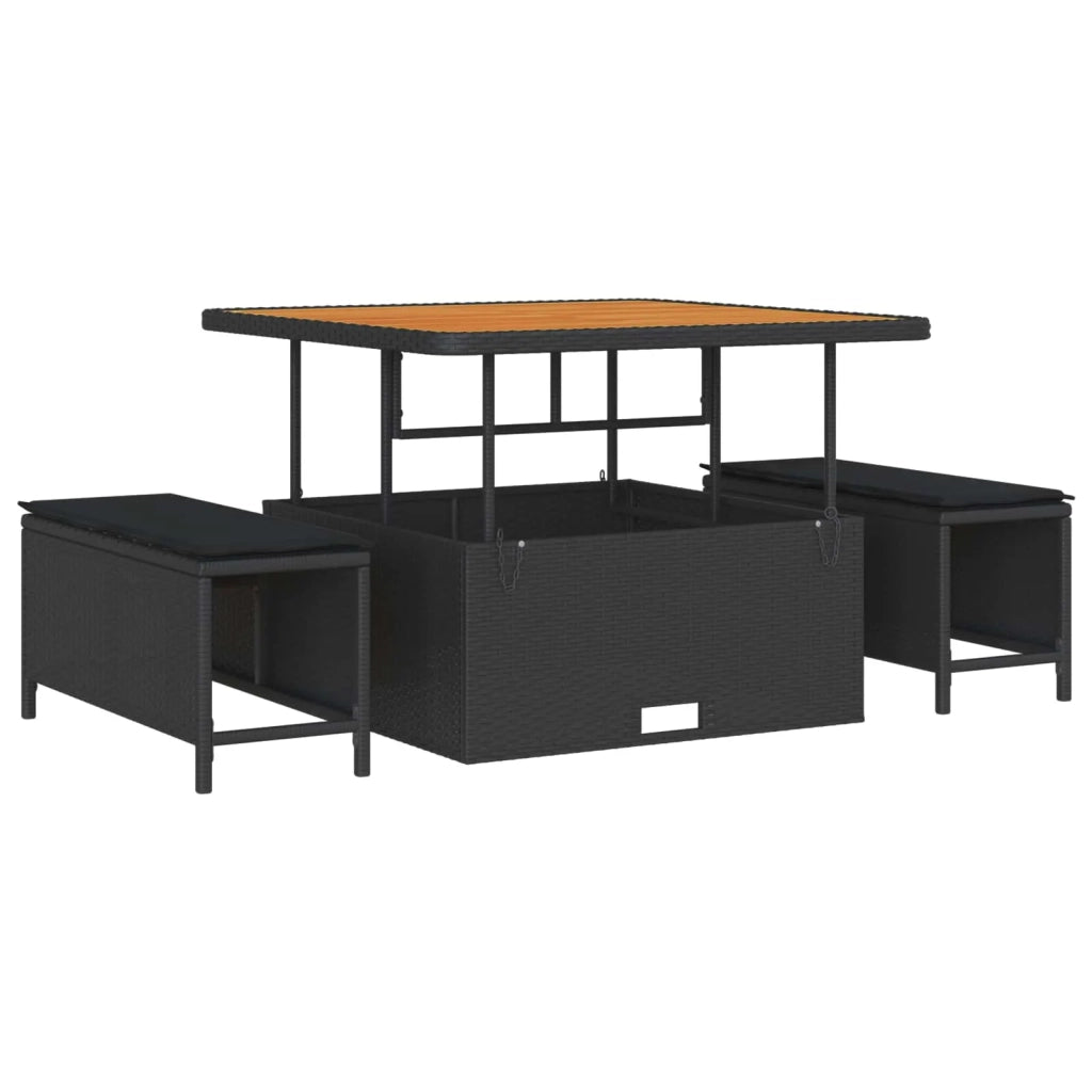 Set Divano da Giardino 11 pcs Nero polyrattan