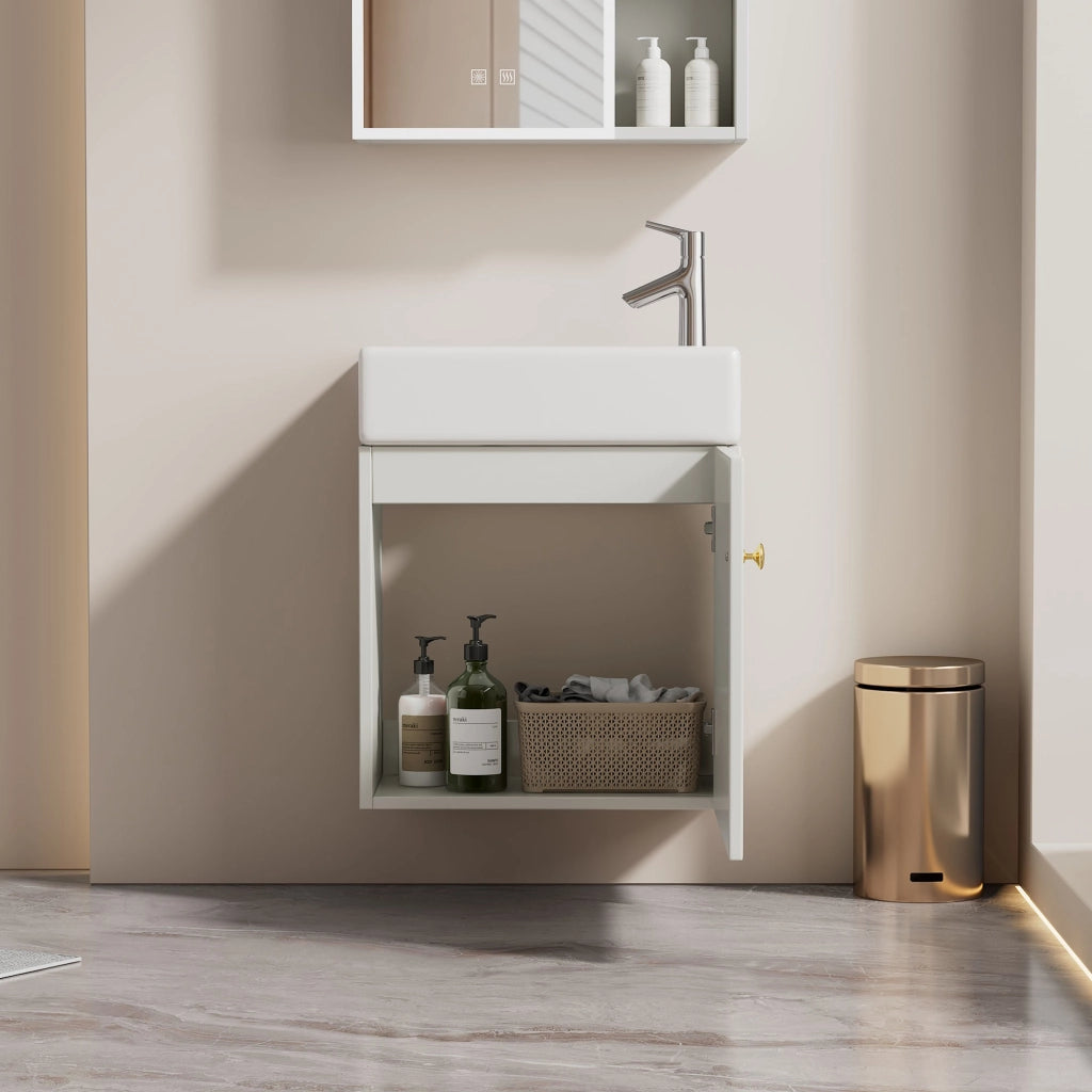 Mobile Bagno con Lavabo e Sottolavabo Sospeso 46 cm ¨C MINIMAL ¨C Bianco